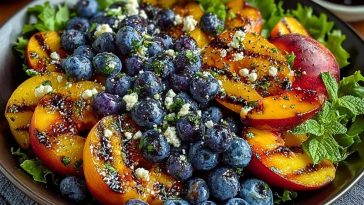 Fresh & Fruity Grilled Peach Blueberry Salad for Summer Days