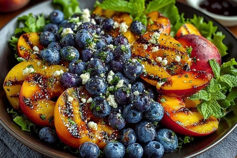 Fresh & Fruity Grilled Peach Blueberry Salad for Summer Days