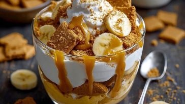 No-Bake Biscoff Banana Pudding with Gooey Caramel Drizzle