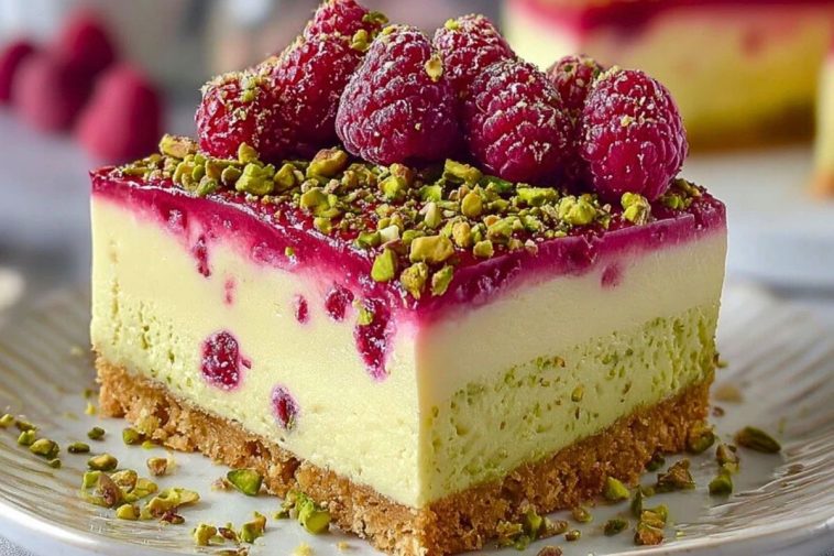 Pistachio Raspberry Cheesecake