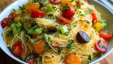 Quick Angel Hair Pasta Salad with Fresh Veggies & Herbs