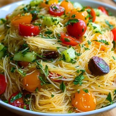 Quick Angel Hair Pasta Salad with Fresh Veggies & Herbs