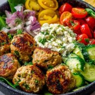 Quick & Healthy Mediterranean Turkey Meatball Bowl