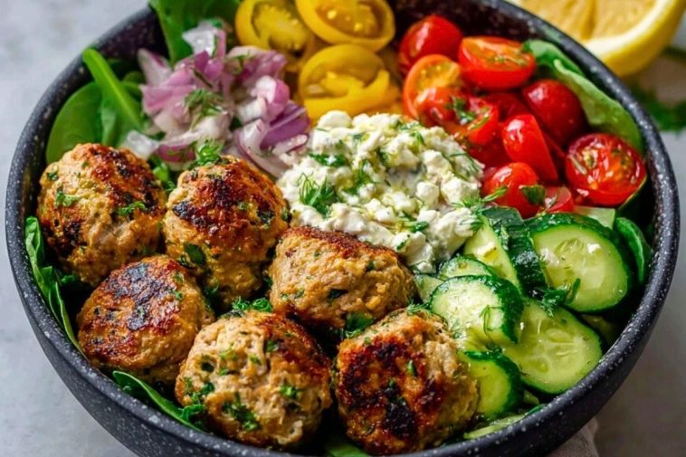 Quick & Healthy Mediterranean Turkey Meatball Bowl