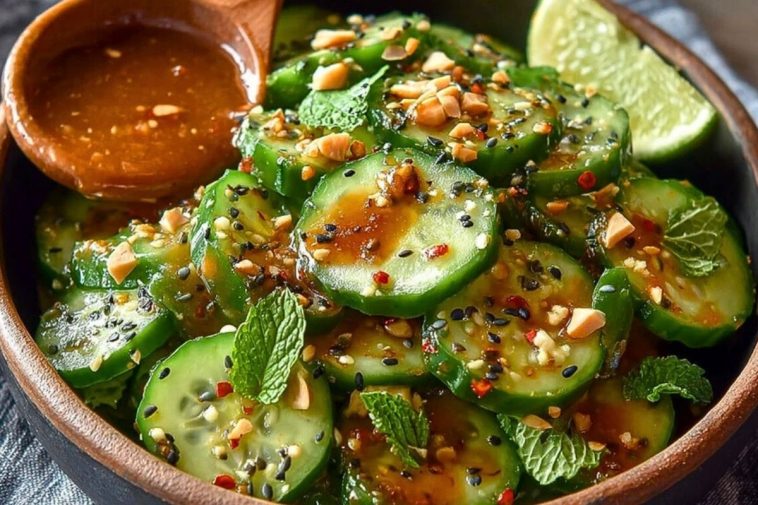 Refreshing Cucumber Salad with Spicy Peanut Dressing