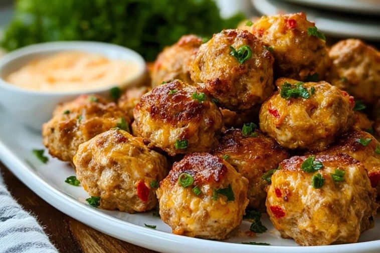 Spicy Rotel Sausage Balls with Cream Cheese