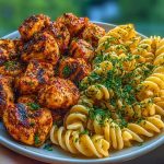 Cajun Chicken Bites with Creamy Garlic Herb Alfredo Twists