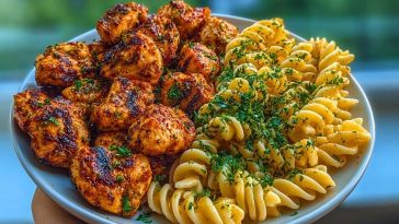 Cajun Chicken Bites with Creamy Garlic Herb Alfredo Twists