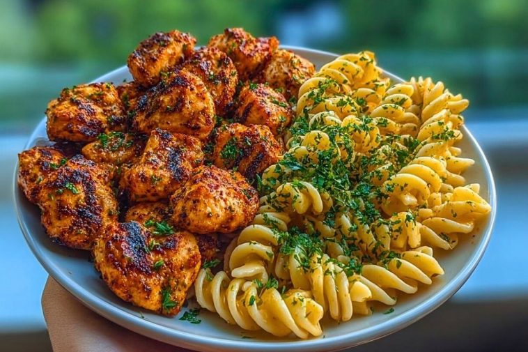 Cajun Chicken Bites with Creamy Garlic Herb Alfredo Twists