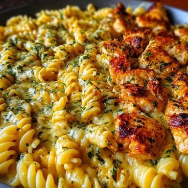 Cheesy Rotini with Garlic Parmesan Chicken Easy Pasta Dinner