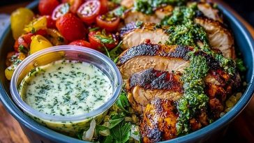 Chimichurri Grilled Chicken Bowl with Garlic Sauce 1