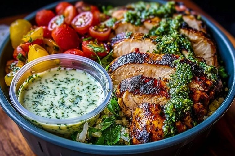 Chimichurri Grilled Chicken Bowl with Garlic Sauce 1