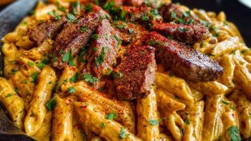 Creamy Cajun Butter Tender Steak Pasta Skillet