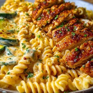 Creamy Cajun Chicken Rotini with Mozzarella Alfredo Sauce