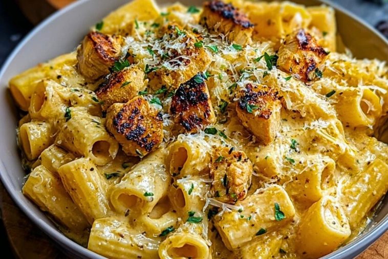 Creamy Garlic Butter Chicken Rigatoni Recipe
