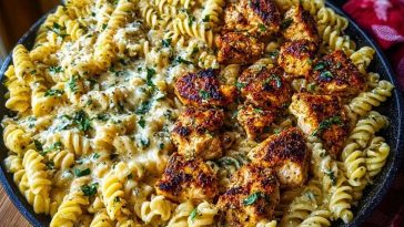 Creamy Parmesan Rotini with Cajun Garlic Butter Chicken