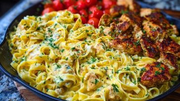 Creamy Velveeta Chicken Fettuccine with Garlic Cheese Sauce