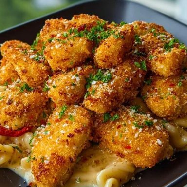 Crispy Parmesan Chicken Bites with Smoky Cajun Alfredo Gemelli Recipe