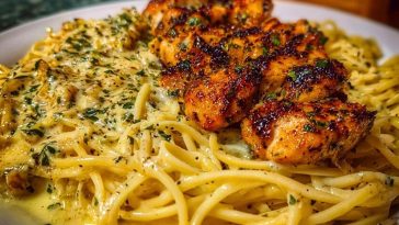 Garlic Butter Chicken with Velvety Parmesan Linguine