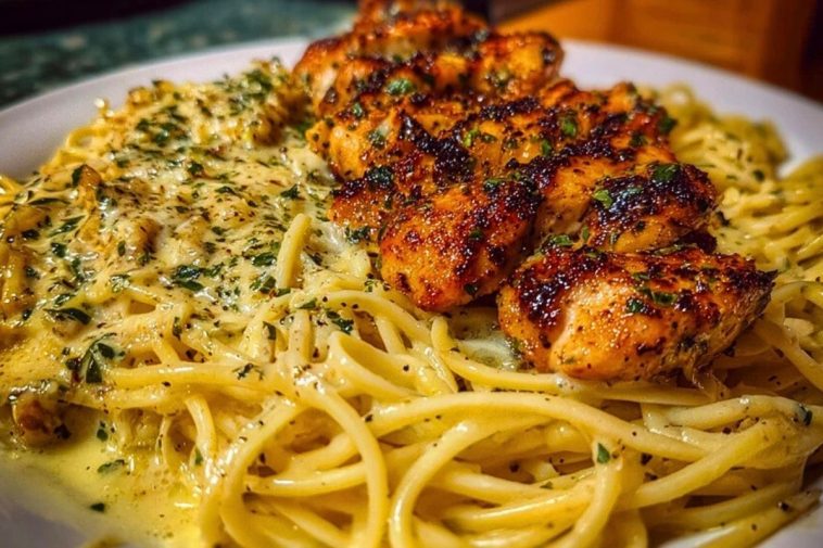 Garlic Butter Chicken with Velvety Parmesan Linguine