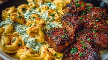 Garlic Steak & Cheese-Filled Tortellini Skillet 1