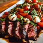 Grilled Balsamic Steak Caprese with Mozzarella, Tomatoes, and Basil 1