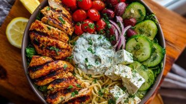 Grilled Chicken Greek Salad with Tzatziki 1