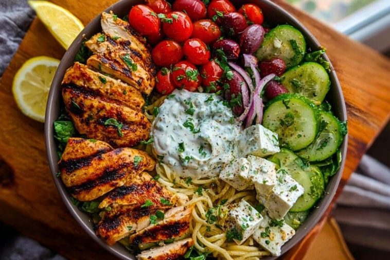 Grilled Chicken Greek Salad with Tzatziki 1