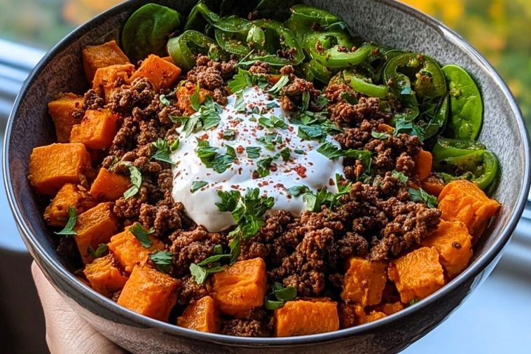 Ground Beef Sweet Potato Power Bowl