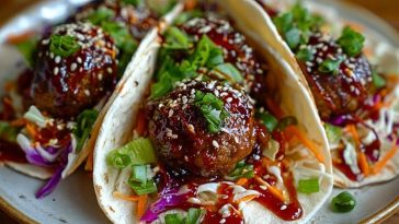 Korean BBQ Meatball Tacos