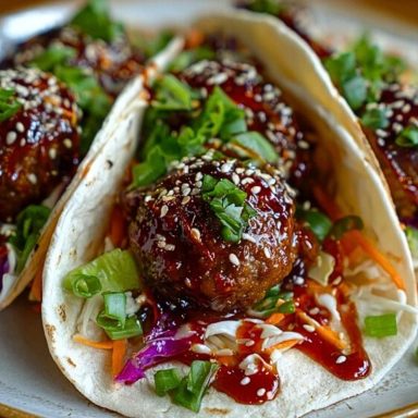 Korean BBQ Meatball Tacos
