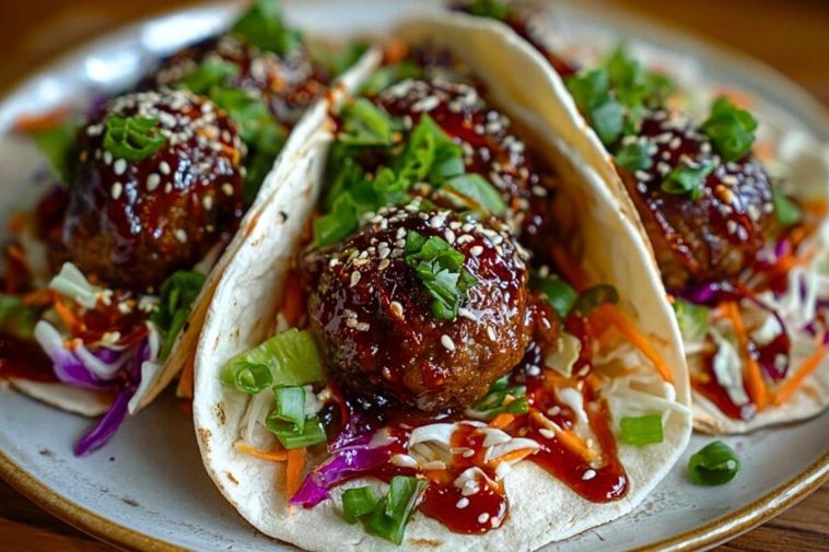 Korean BBQ Meatball Tacos