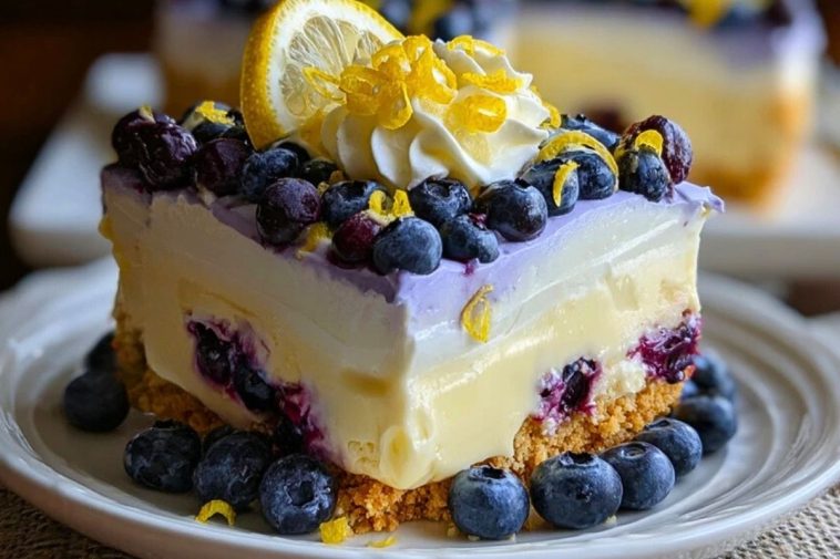 No-Bake Lemon dazzling Blueberry cream Cake