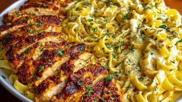 One-Pot Creamy Cajun Chicken Linguine with Garlic Mozzarella Sauce