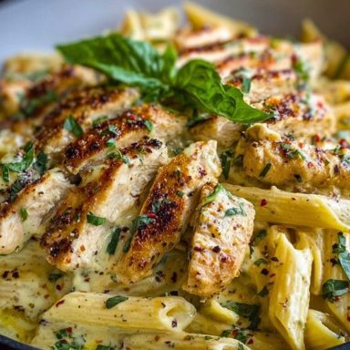 One Pot Creamy Garlic Parmesan Chicken Penne