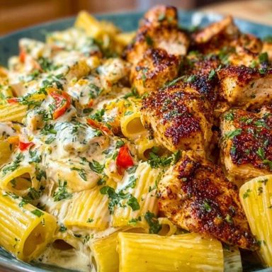 Spicy Cajun Chicken Rigatoni with Velveeta Garlic Cream Sauce