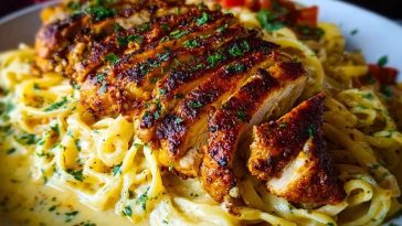 Spicy Cajun Chicken with Garlic Parmesan Linguine 1