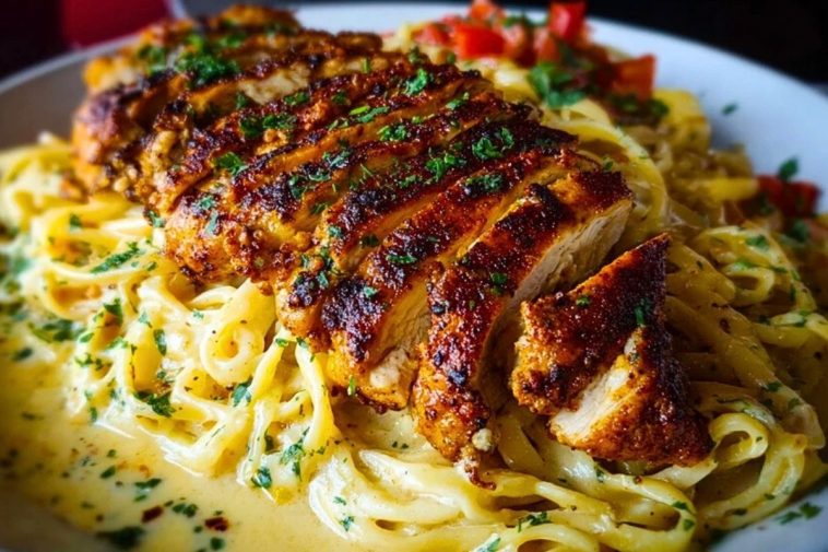 Spicy Cajun Chicken with Garlic Parmesan Linguine 1