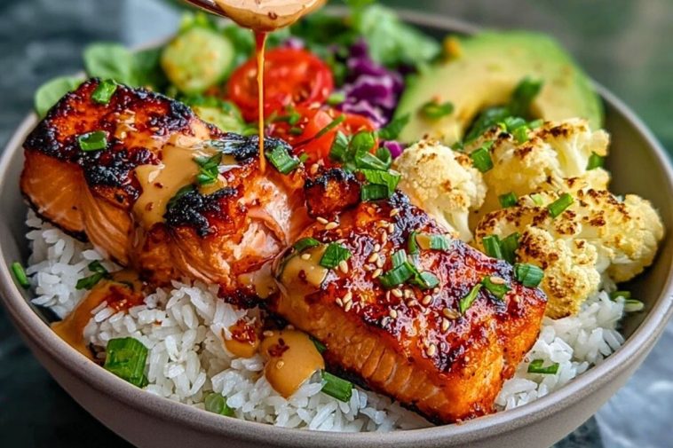 Sriracha Honey Salmon Bowls