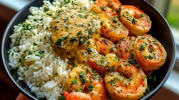The Best Garlic Butter Shrimp Bowl Recipe with Herb Rice 1