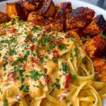 Creamy Cajun Chicken Linguine with Spicy Garlic Cheese Sauce