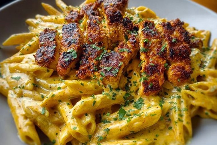 Creamy Cajun Chicken Penne Pasta with Garlic Mozzarella Sauce
