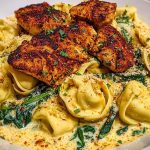 Creamy Chicken Tortellini with Spinach and Garlic Parmesan Cheese