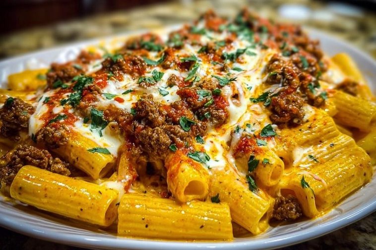 Creamy Velveeta Penne Pasta with Cajun Beef Alfredo Sauce