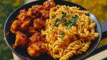 Delicious Garlic Butter Chicken Bites with Spicy Cajun Alfredo Twisted Pasta Recipe
