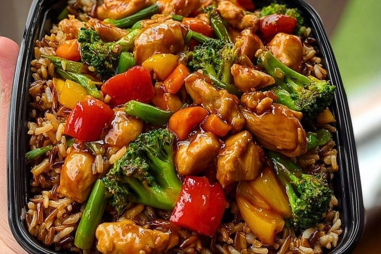 Delicious Teriyaki Chicken Stir-Fry Recipe with Colorful Veggies and Wild Rice