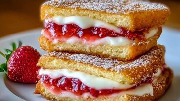 Fried Strawberry Cheesecake Sandwiches