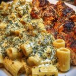 Rigatoni in Cheesy Italian Herb Alfredo with Cajun Chicken