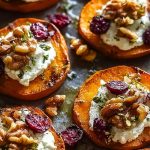 Roasted Sweet Potato Rounds with Herbed Ricotta, Walnuts, and Cranberries Recipe