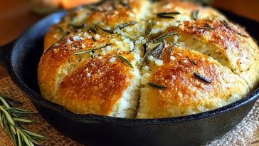Rustic Garlic Rosemary Skillet Bread Recipe
